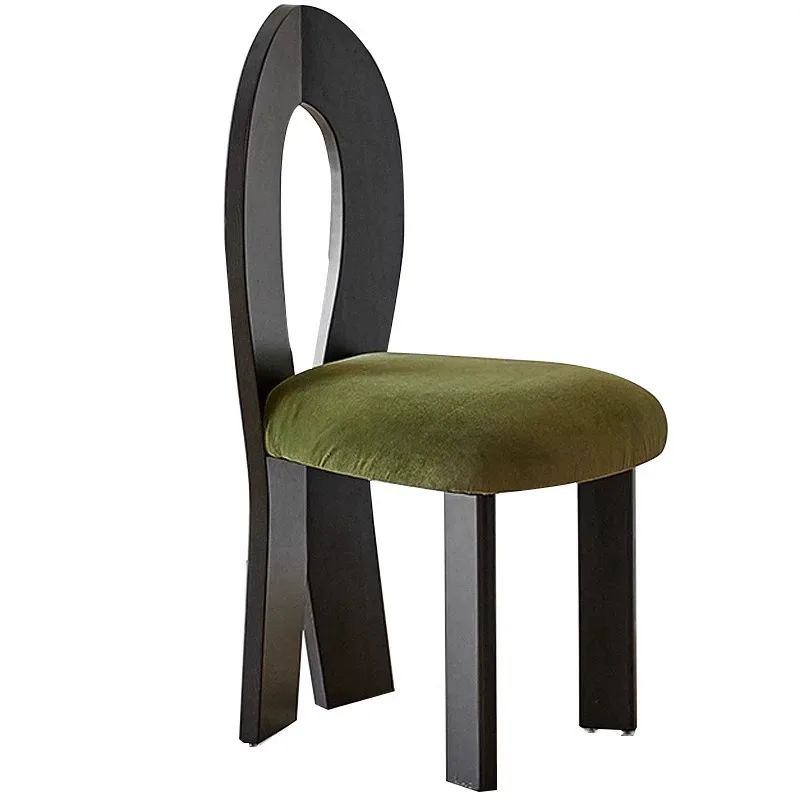 

Nordic designer mermaid makeup back chair, wabi sandy wind simple medieval solid wood chair