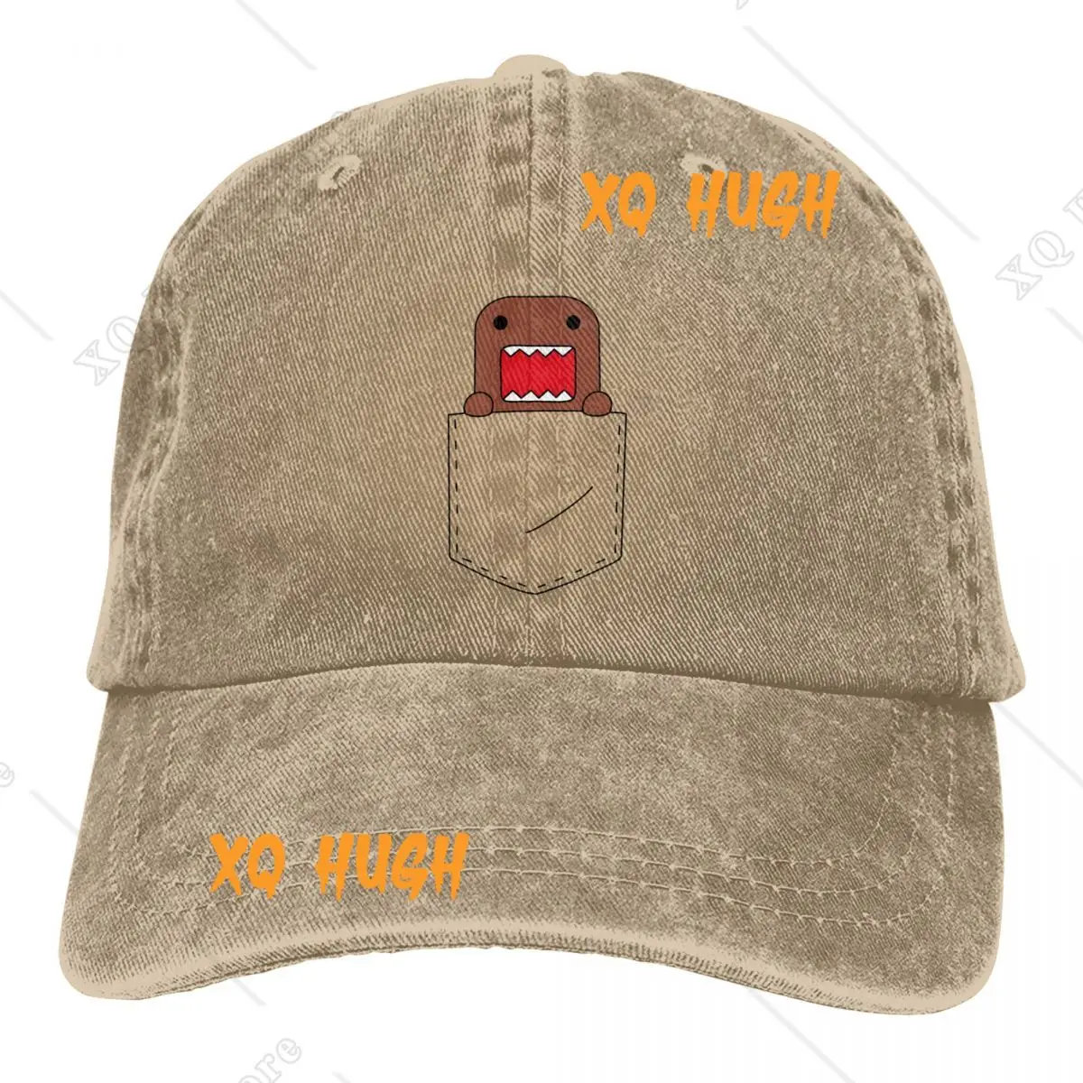 Pocket Domo Face Unisex Washed Cotton Cap Vintage Baseball Cap Casual Outdoor Sports Hat