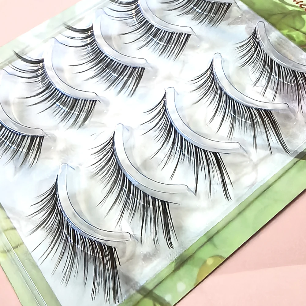 5 pares natural estilo olho de raposa cílios conjunto natural olhando alado final olho alongado cílios mangá chicote falso olho cílios olho de gato