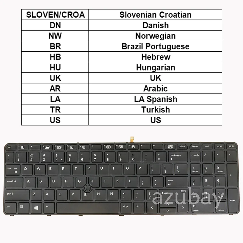 Backlit Keyboard for HP 841137-831023-841145-161-141-001 NSK-CZ1BV,9Z.NCGBV.10D 6037B0115307 SL SV DN NW BR HB HU UK AR LA TR US