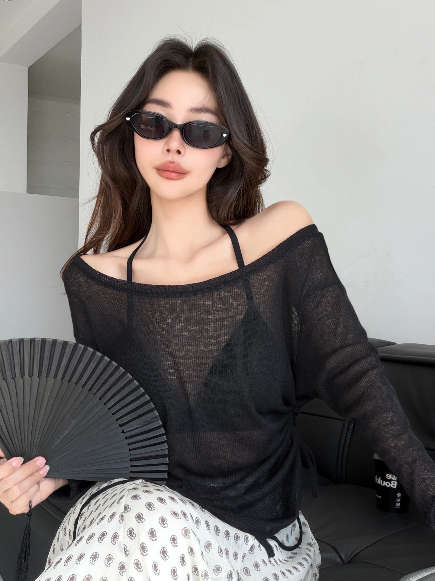 Sexy Swimwear Cover up Women's Long Sleeve T-Shirt Loose Fit Jazz Dance Transparent Design Polyester Linen Blend Summer Top