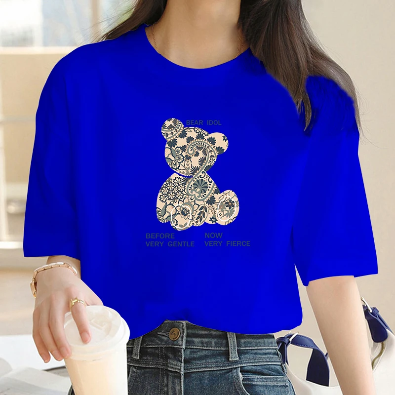 Creativity Bear Luxury Brand High-Quality T Shirt Graphic Tee 100% Cotton Female T Shirt Women Tops O-Neck Short Sleeve Tshirts