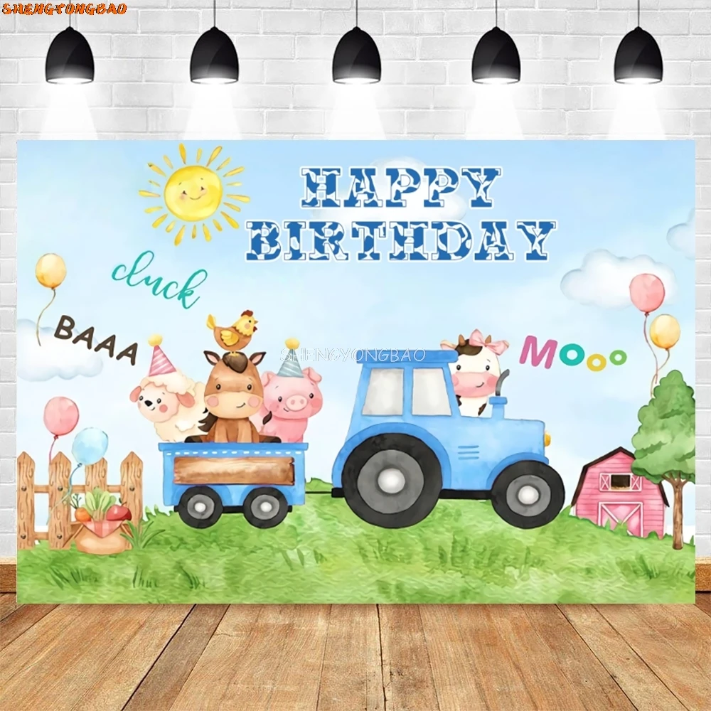 Farm Animal Calf Theme Backdrop Kids 1st Birthday Baby Shower Decor Lamb Photograph Background Children's Day Props CJ-06