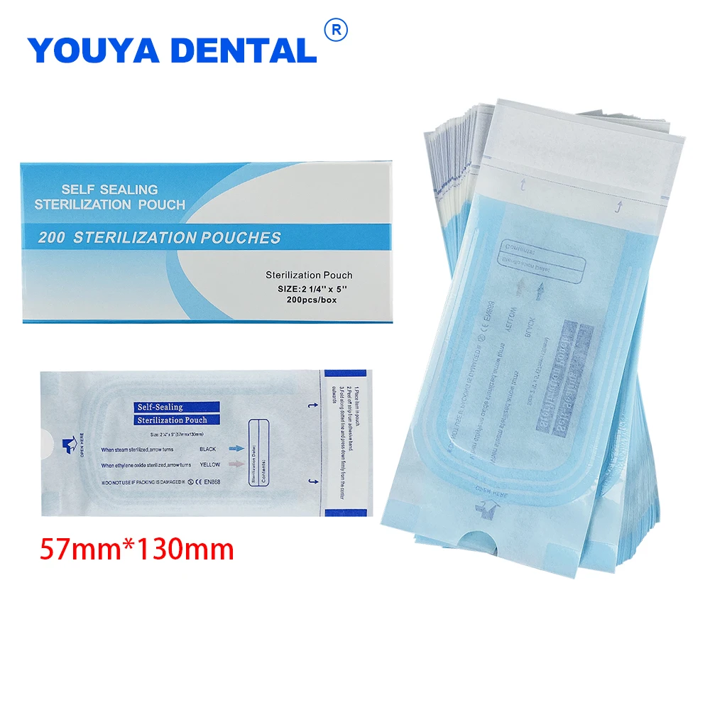 

200pcs/pack 57*130mm Disposable Dental Self Sealing Sterilization Pouch Bags Medical Grade Odontologia Clinic Tattoo Tools