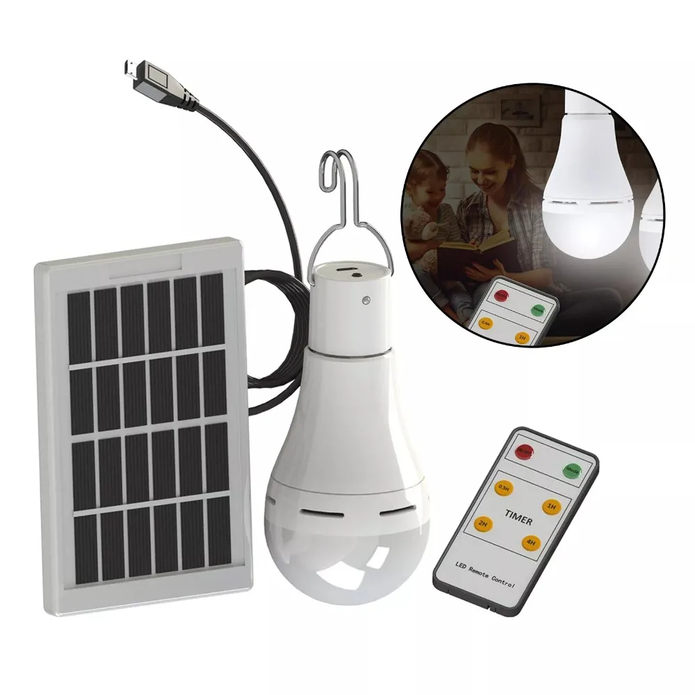 7W/9W Solar Light Hanging Waterproof Emergency Sunlight Powered Lamp Solar Panels 4 Modes Solar LED Bulb Light