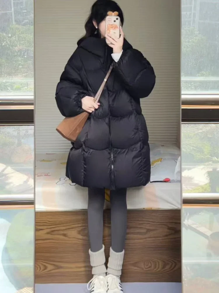 

Winter Fashion New Women's Down Cotton Jacket Commuting Warmth Oversized Hooded Jacket
