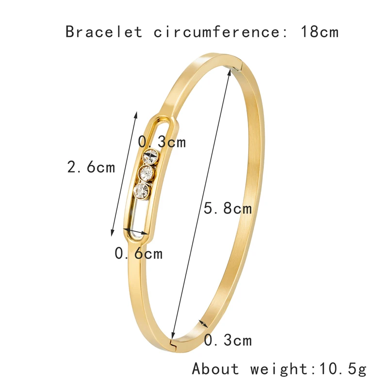 Classic Slideable 3 Zircon Bangle For Women Wedding Day Gift Stainless Steel High Quality Love Brand bracelet Jewelry Wholesale