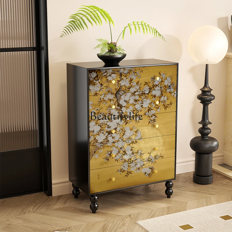 

French medieval solid wood chest of drawers bedroom bedside chest of drawers