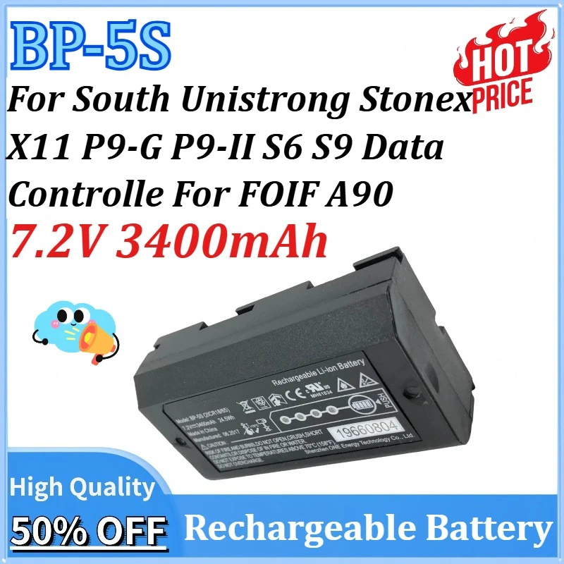 

BP-5S 7.2V 3400mAh for South Unistrong Stonex X11 P9-G P9-II S6 S9 Data Controlle for FOIF A90 Rechargeable Battery