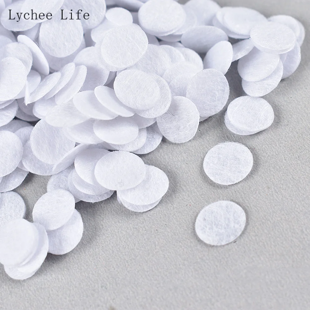 Lychee Life 1000/500Pcs White Color Non-Woven Round Felt Circle Fabric Pads 1/1,5cm For Dolls Clothes Diy Sewing Accessories