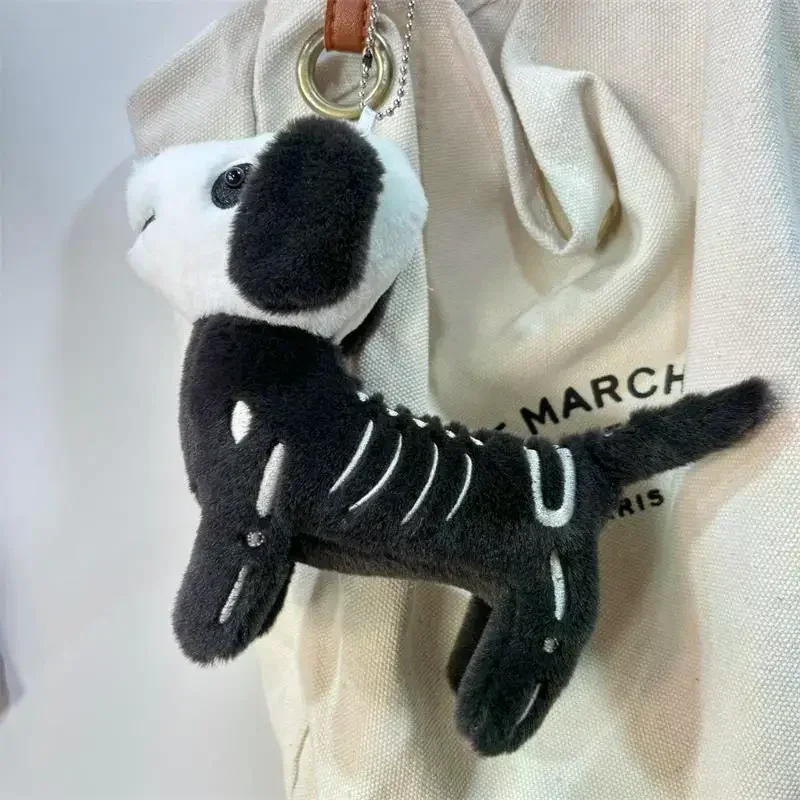 Leuke Halloween zwarte schedel hond pluche pop knuffels sleutelhanger hanger tas charme rugzak hangende ornamenten meisje sleutelhanger geschenken