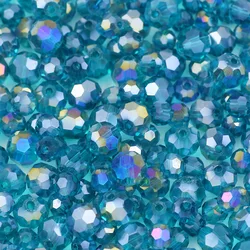 3/4/6/8/10MM Hole Blue AB Austrian Crystal Glass Faceted Round Spacer Beads For Jewelry Making DIY Bracelets Necklaces Earrings