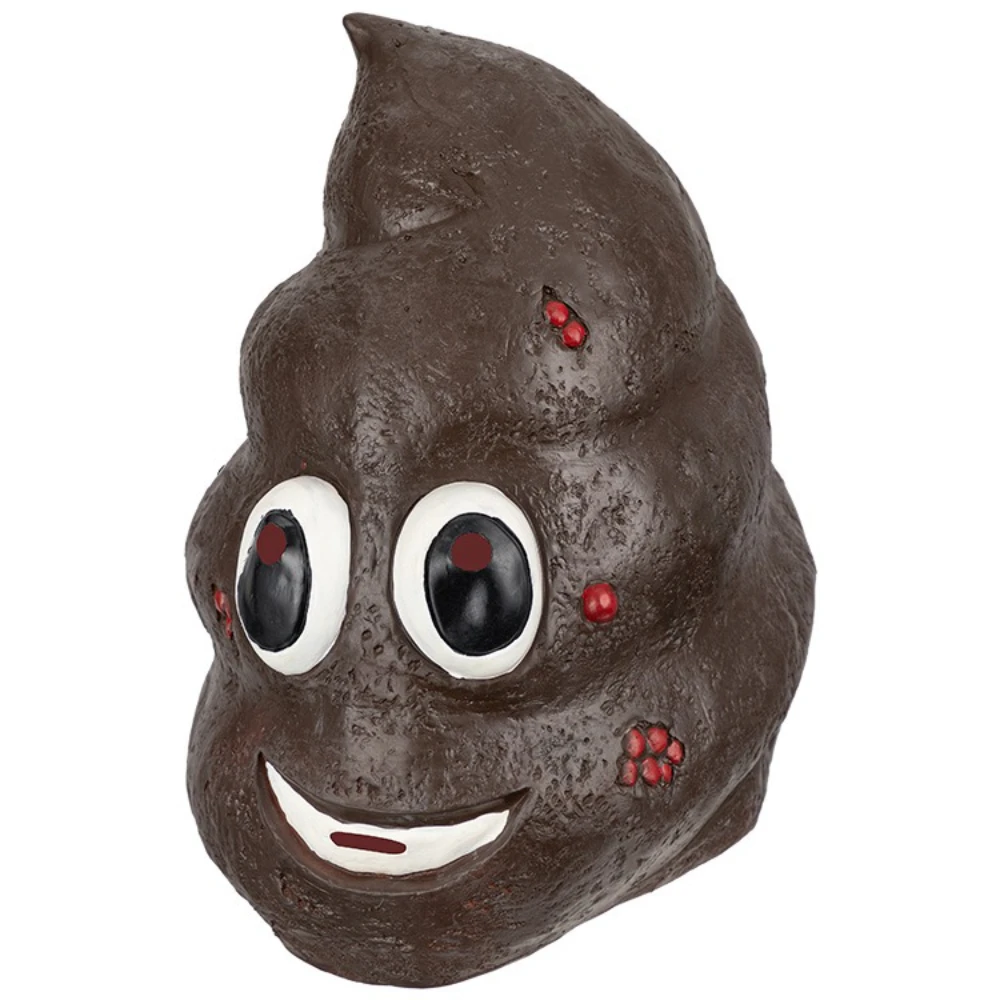 Halloween Fun Poop Emoji Full Head Latex Mask, Hilarious Prank Headgear, Eye-catching Cos Outfit Prop for Costume Party