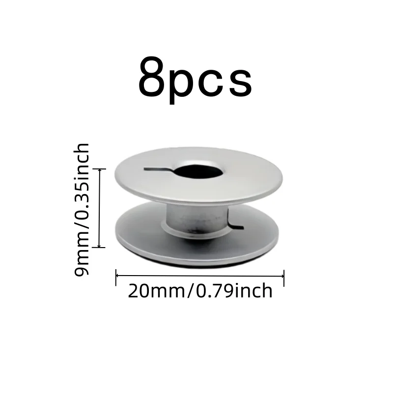 Aluminum Anti-Rust Industrial Sewing Bobbins, 8 pcs, Tailor Shop Sewing, Grooved Slot Design for Industrial Flatbed Sewing