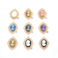 10Pcs 33*25MM diamond metal retro beauty head hair accessories DIY wedding clothes hair accessories decoration accessories