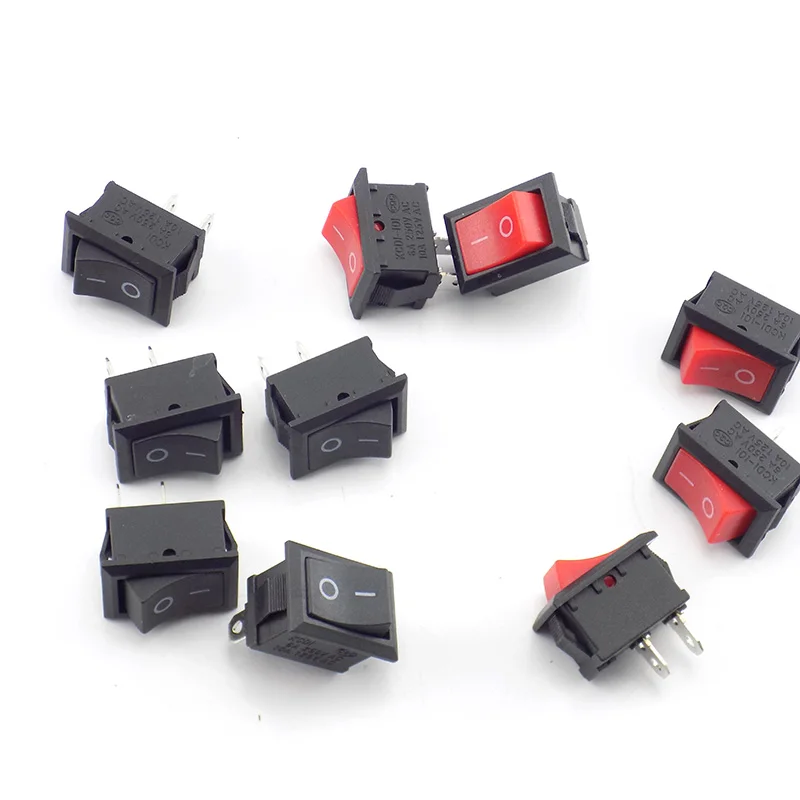 5pcs 2 Pin 2 on-off  Boat Rocker Switch Push 6A/250VAC 10A 125VAC 15*21mm Button for Car Dash Dashboard Truck RV ATV Home