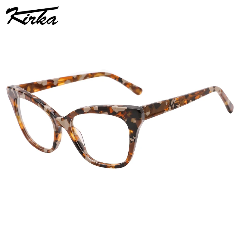 

Kirka Female Eyewear Acetate Flat Cat Eye Single Transparent Colors Frames Optical Prescription Glasses for Women WD1305