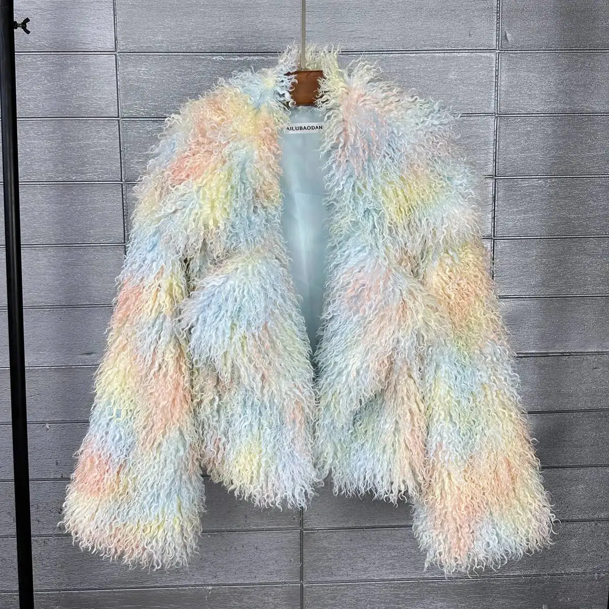 Toca Tie-Dye Imitation Printed Colorful Furry Coat For Women Loose Faux Fur Suit Collar Winter Short Overcoat 29RLP