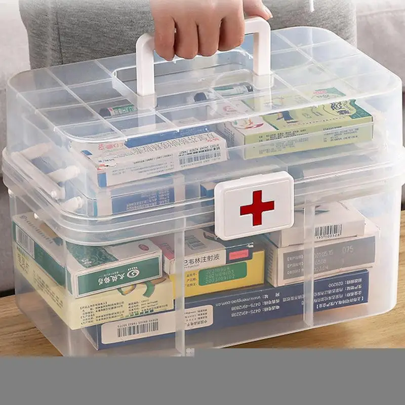 First Aid Kit Medicine Storage Box Portable Emergency Box Household Double Layers Medicine Boxes Medical Kit Storage Box