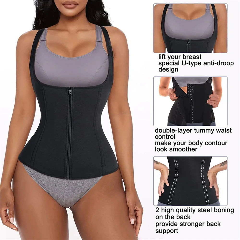 Taille Trainer Tank Voor Dames Rits Shaper Buikcontrole Mouwloze Top Dames Activewear Lichaamsvormend ondergoed