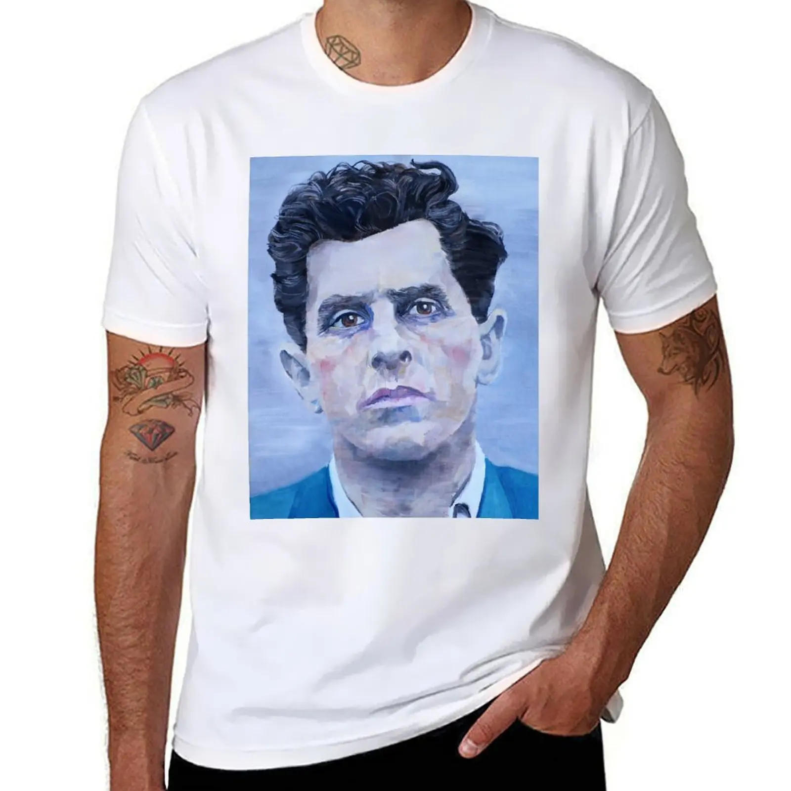 

T-Shirt t man cotton soft for t portrait for oil WITTGENSTEIN shirts man men casual men for - man LUDWIG shirts shirts g t