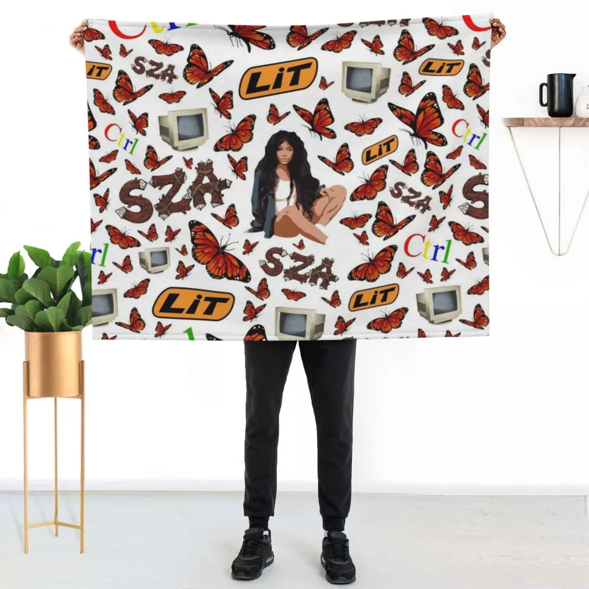 

SZA Fan Pack All Over Pattern Throw Blanket Stylish Decor Blanket Gift for Friends Roommate