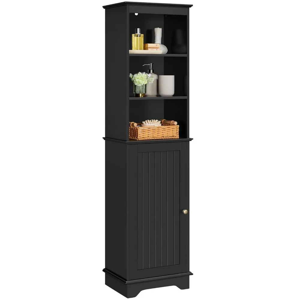 60.5" Freestanding Bathroom Storage Cabinet, Tall Slim Floor Cabinet with 3 Shelves & Door