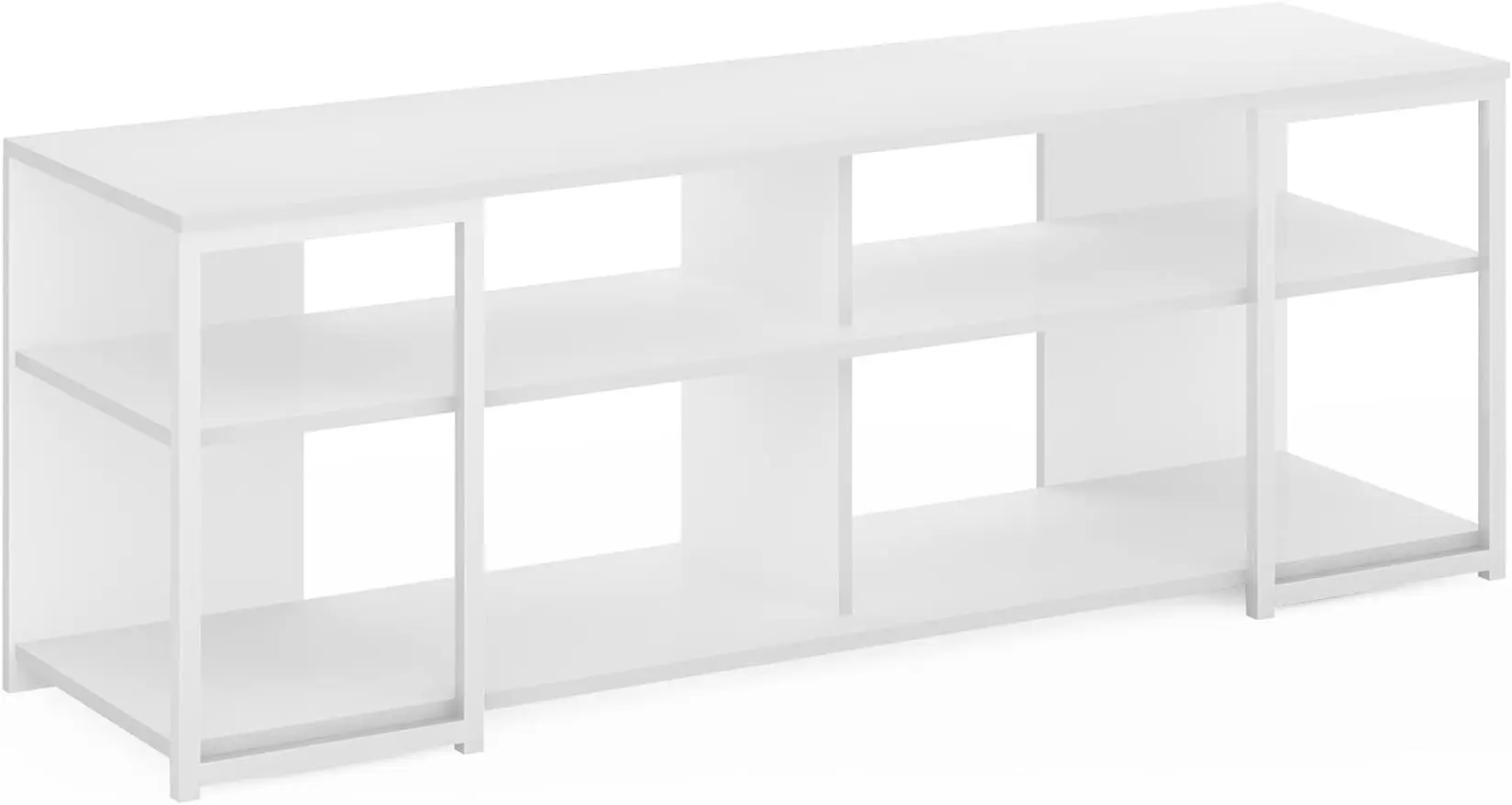 

The Modern Living Entertainment Center Stand with Metal Frame Support for TVs up to 65 Inch, Solid White/White bookcase