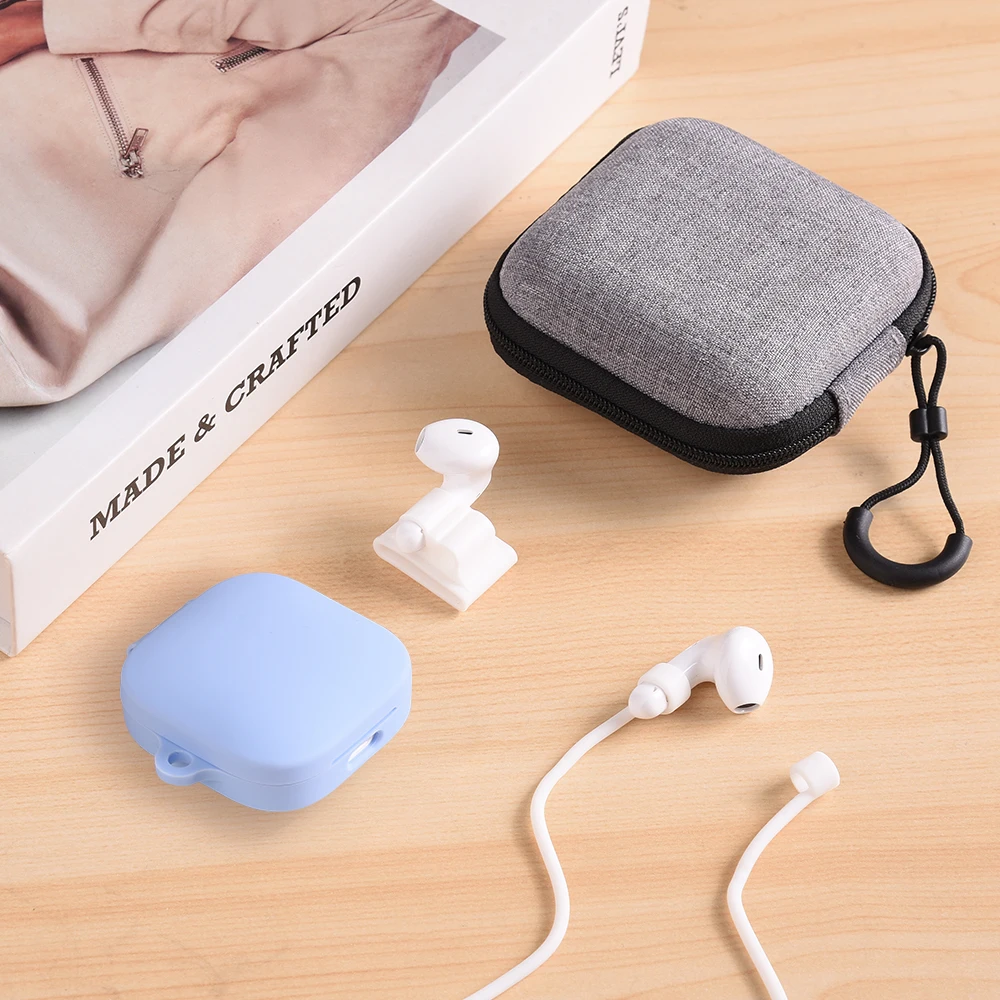 4-in-1 Weiche Silikonhülle für Redmi Buds 6 Active Hüllen Schutzhülle Bluetooth Kabellose Kopfhörer Aufbewahrungstasche Mit Anti-Verlust-Schnur