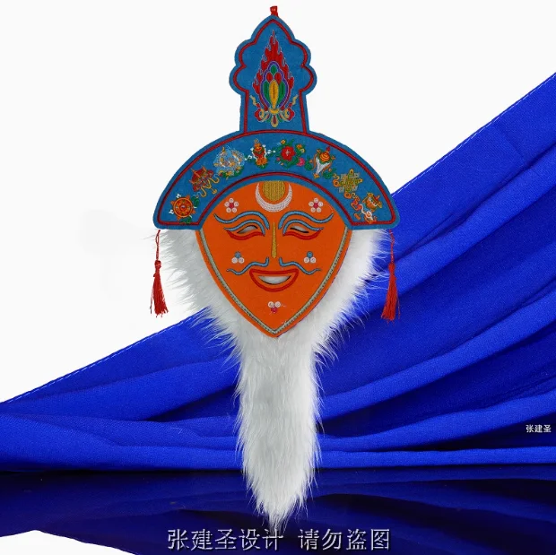 

Chinese Tibetan Handmade Embroidery Home Decoration Performance Tibetan Opera Mask