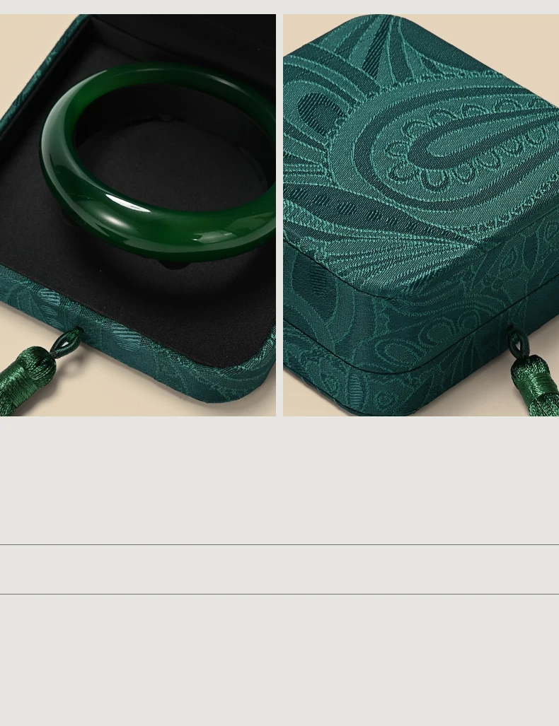 Orilv Vintage Chinesische Brokat-Schmuckgeschenkbox mit Quaste, Schmuckverpackung, dunkelgrüne Stickerei, Handwerks-Geschenkbox-Organizer – Detail 8