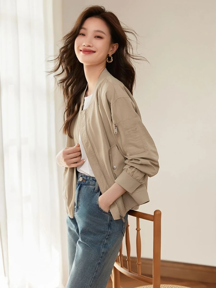 

2025 Spring Autumn Casual Loose Baseball Jacket Fashionable Simple Loose Fit Outerwear for Men Women