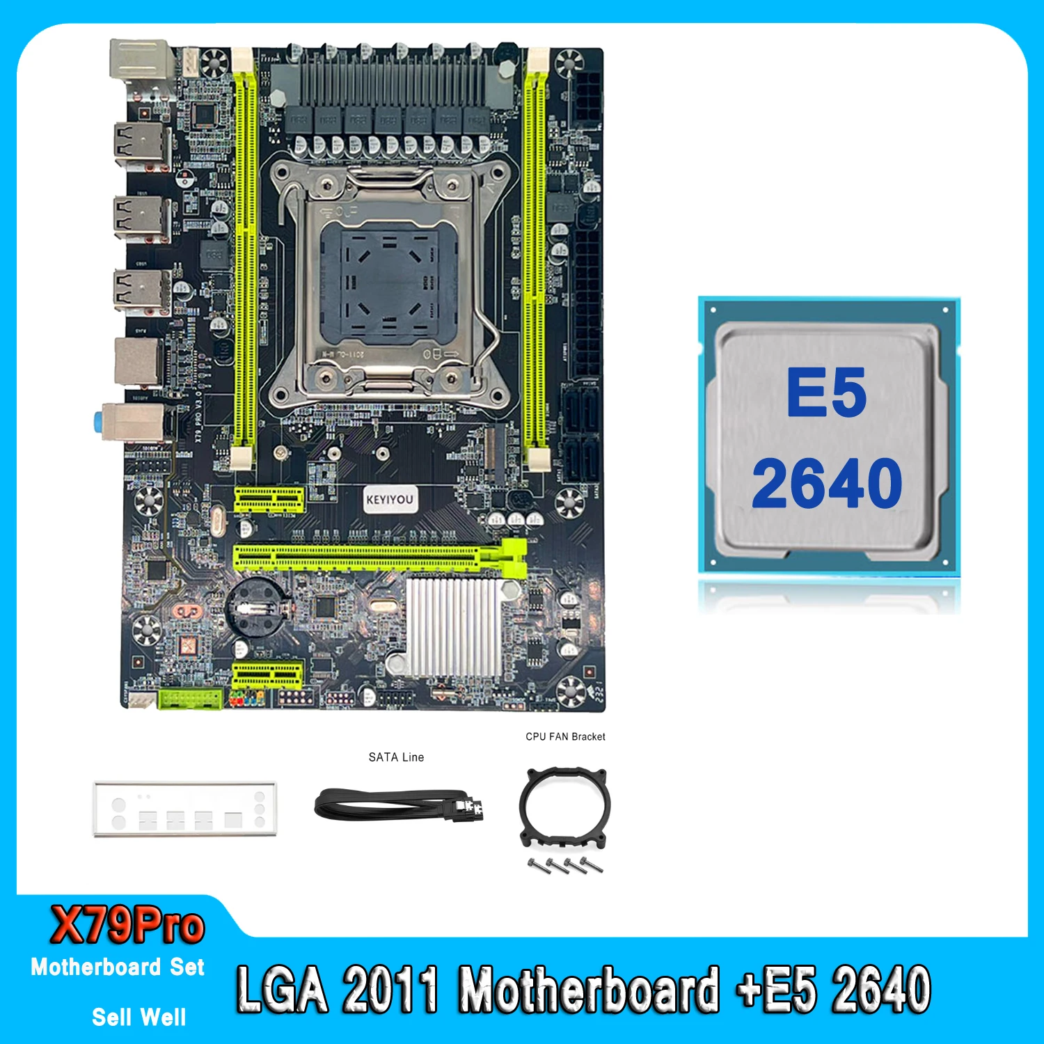 X79 PRO Motherboard Set LGA 2011 E5 2640 Support DDR3 REG ECC Memory CPU Combo Kit Xeon E5 2640 PCI-16 NVME M.2 Server M-ATX