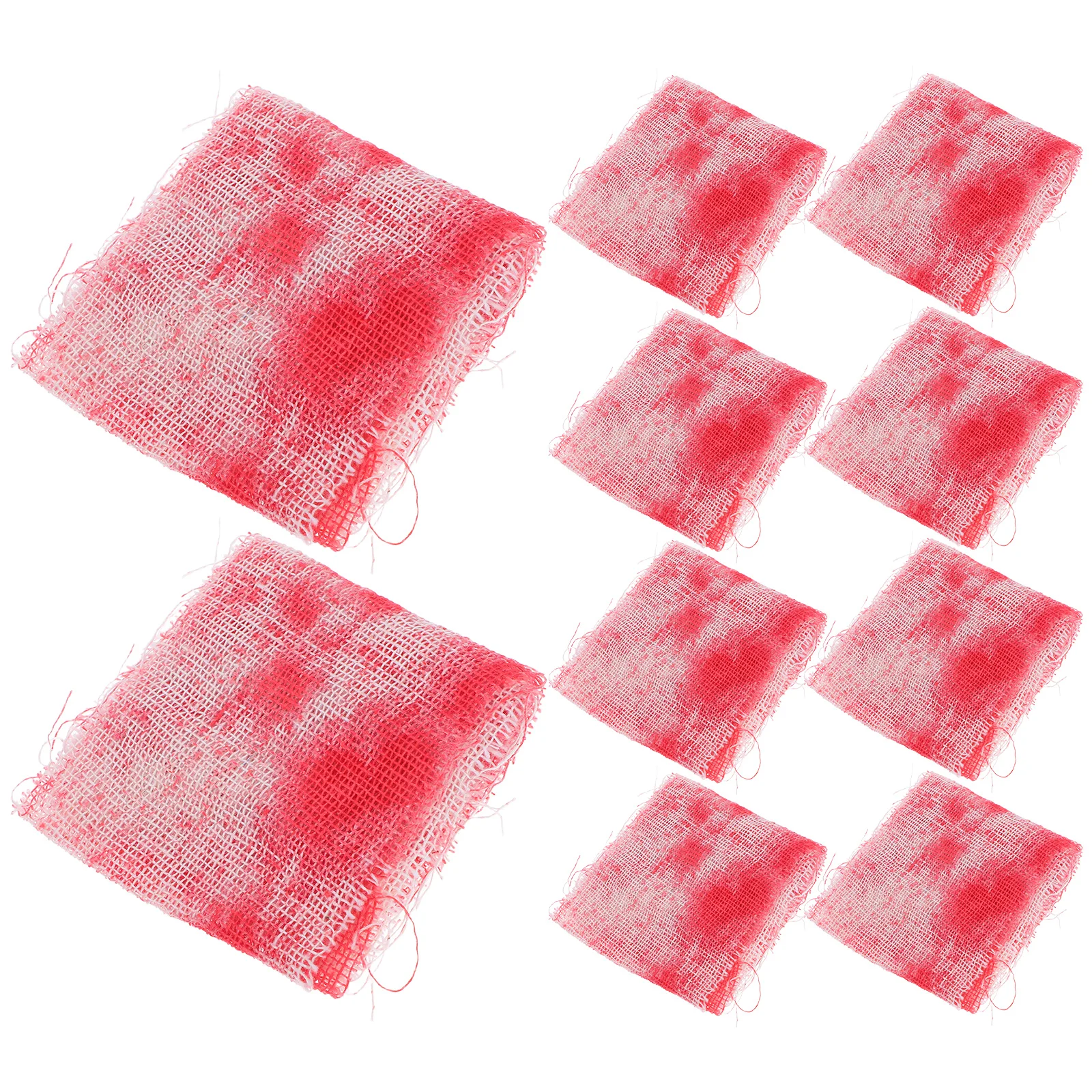 

10 Pcs Halloween Decor Blood Gauze Bloody Bandages Caution Tape Props Red Cloth