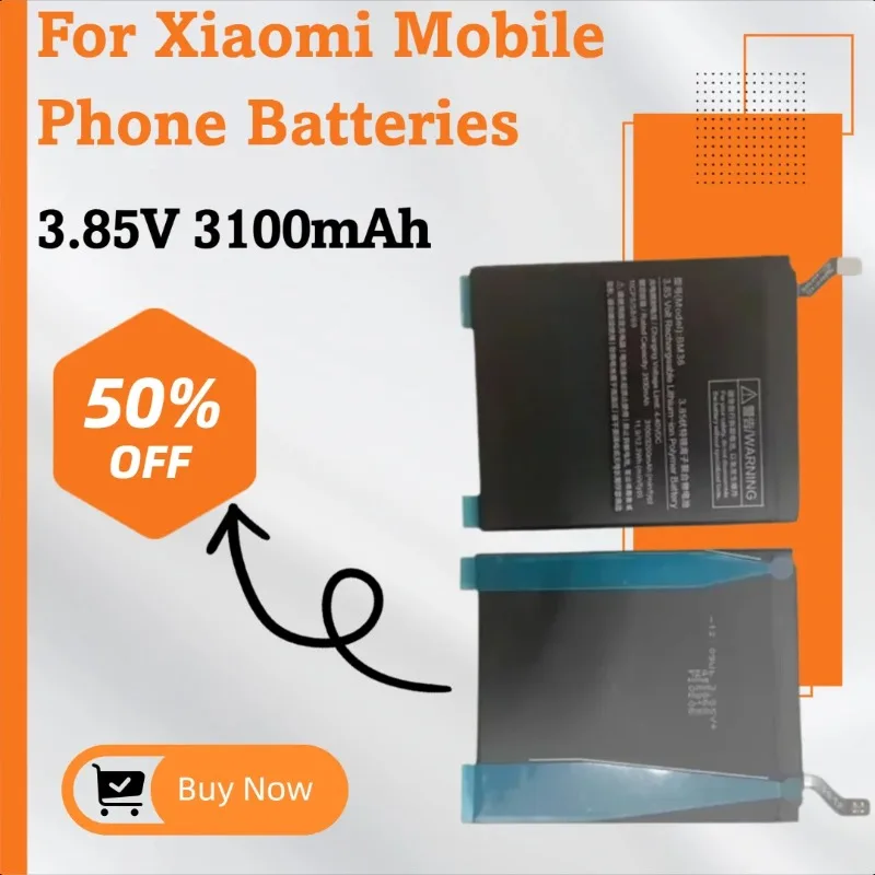 

Аккумулятор для мобильного телефона BM36 3,85 В, 3100 мАч для Xiaomi 5S