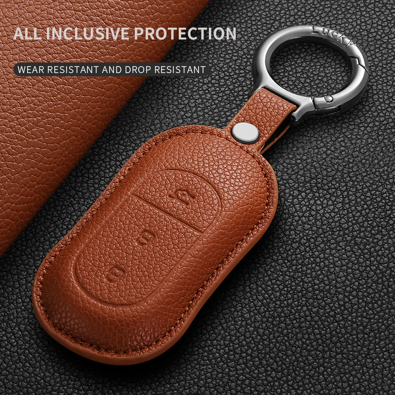 

For Leapmotor T03 C01 S01 C11 Leather Car Smart Remote Key Case Cover Anti-Scratch Durable Car Key Protection Shell Accessories