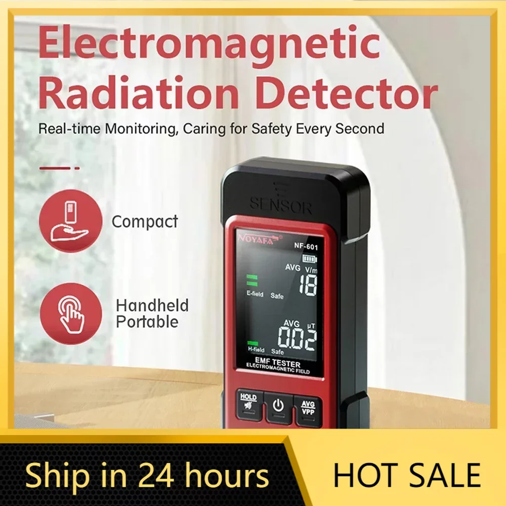 Noyafa-detector de Campo Eletromagnético Portátil Medidor Emf Monitoramento em Tempo Real Alarme Audiovisual Nf601