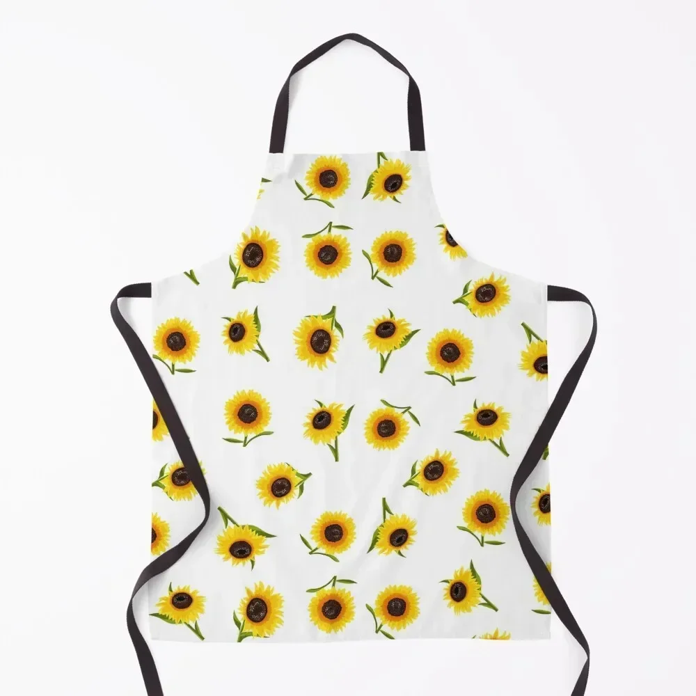 

Sunflower Pack Pattern on White Apron Womens Dresses men's barbecue Costume Waiter Waterproof women Apron