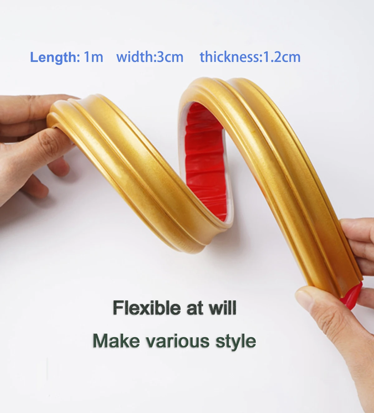 Flexible Wall Molding Trim, Wall Edging Strip, Self-Adhesive Crown Molding Ceiling Border, DIY Wall Trim for Cabinet Door Mirror