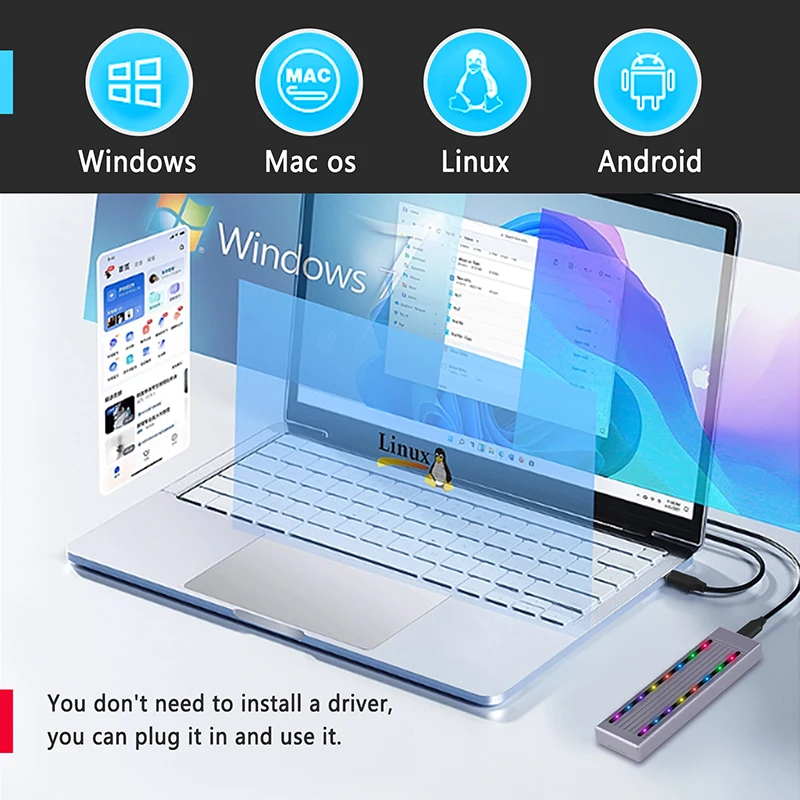 CNCアルミニウム合金ハウジング,USB 3.2,タイプc,gen2,nvme ssd,2230, 2242, 2260 m,2280 gbpsを備えたm2ケース