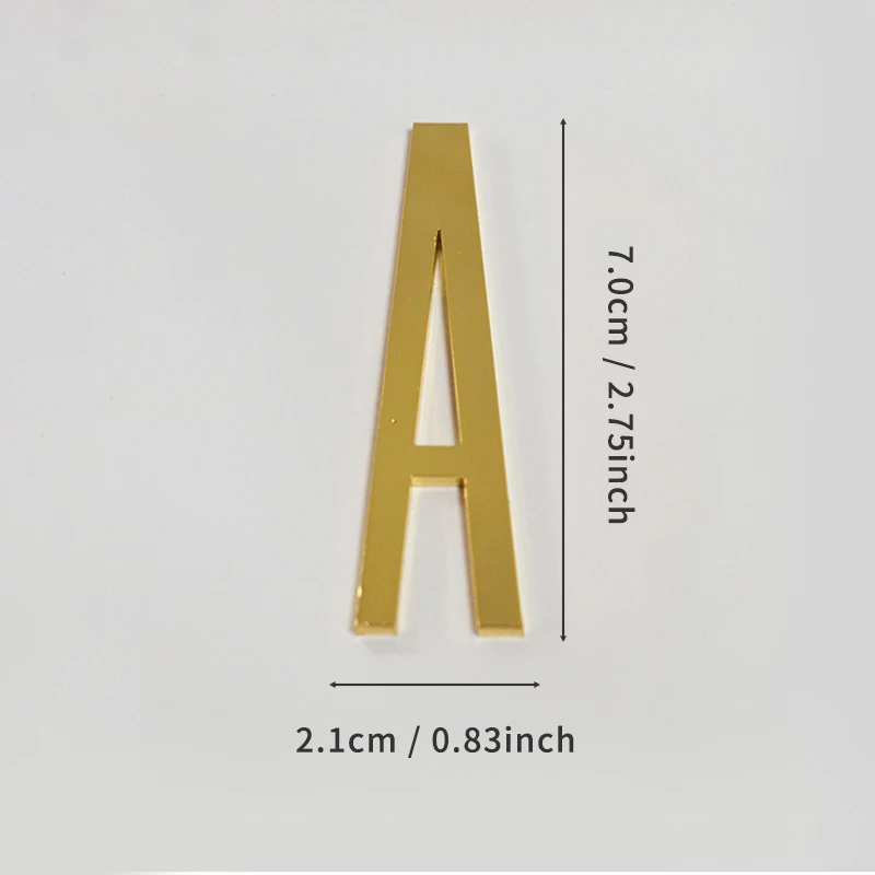 Goldene selbstklebende Hausnummern aus Metall mit englischen Alphabet-Buchstaben für Wohnung, Zimmer, Tür, Tisch, Briefkasten, Zahlenaufkleber, 7 cm – Detail 7