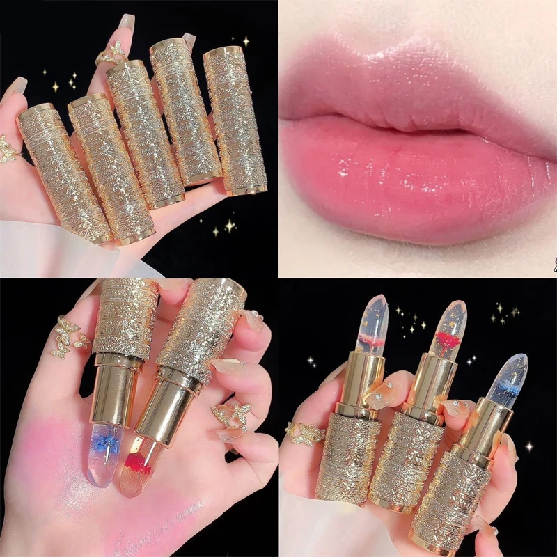 Temperaturfarbwechselnder Blumen-Lippenstift Feuchtigkeitsspendender Kristall-Lippenbalsam Wasserfester Langanhaltender Jelly-Lippenstift Lippenpflege Make-up – Detail 7