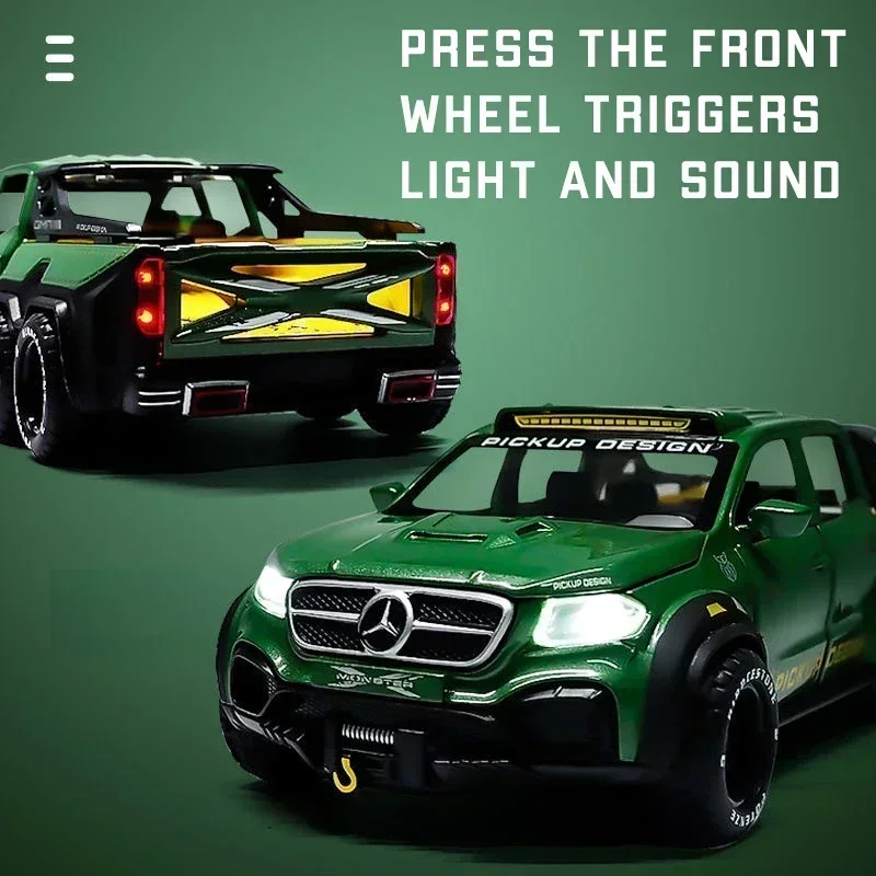1:28 mercedes benz x-class exy 6x6 off road captador modelo de carro de brinquedo liga diecast puxar para trás brinquedos veículo para presente