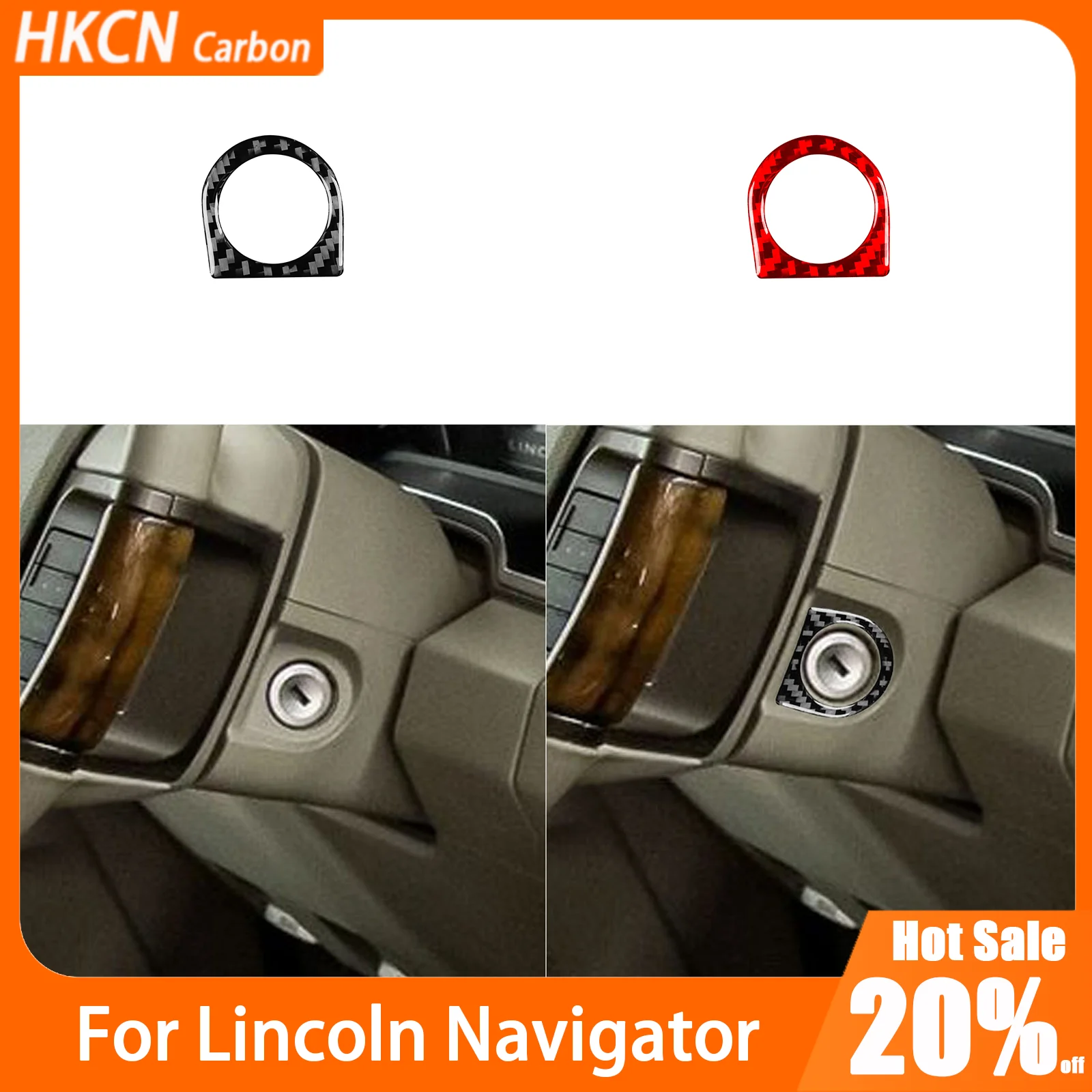 

For Lincoln Navigator 2007—2014 Car Interior Accessories Carbon Fiber Engine Ignition Start Button Ring Cover Trim Sticker Decal