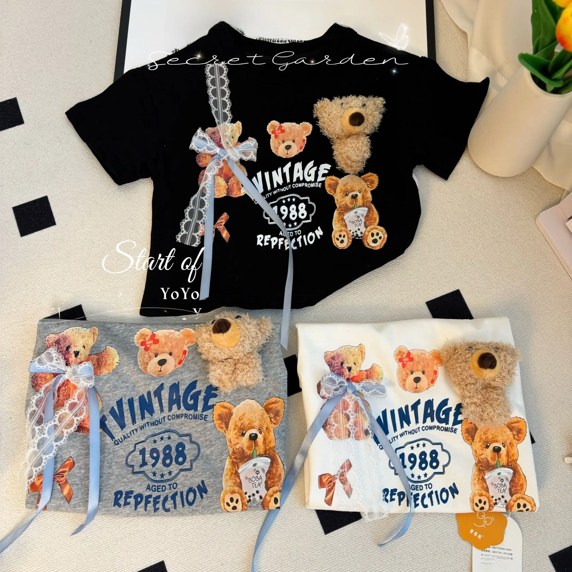 

Children's Summer Cartoon 3D Doll ort Sve T-irt Loose Fit ex Casual Top New 2025 Versatile Basic Sle