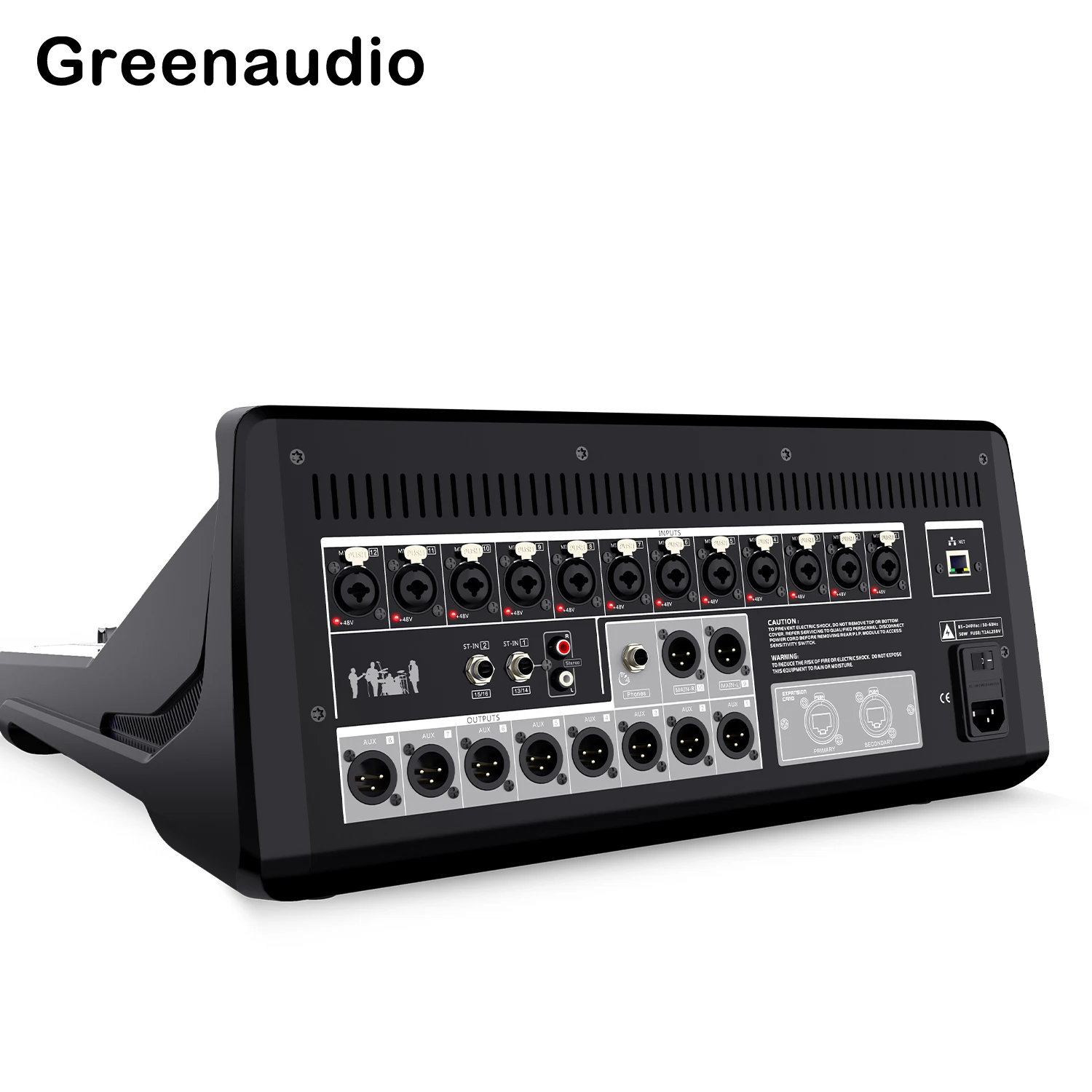 GAX-TQ18 18 channel professional dj audio mixer with 8pcs mute groups and 4 channel AUX