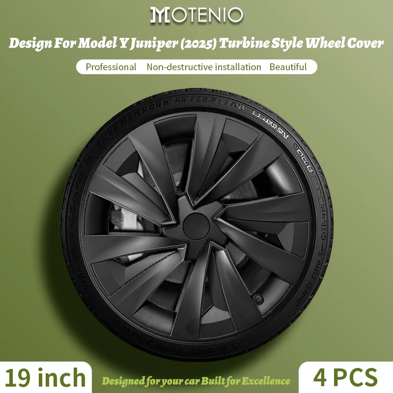 4PCS for New Model Y 2025 Juniper 19in Turbine Style Hubcap Rim Cover Accessories Hub Cap Automobile Wheel Cap for Tesla