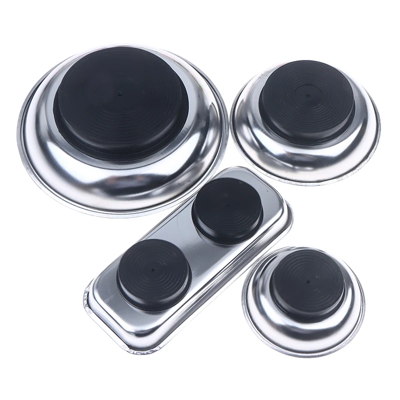 Versatile 3-6 Inches Magnetic Tool Bowl Stainless Steel Magnetic Tray Circular Magnetic Parts Bowl Screws Sockets Storage Tray