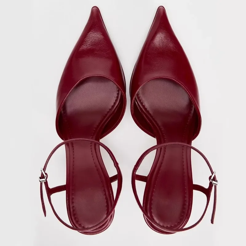 Sexy Thin Heels Pointed Sandals Women Ankle Strap Slingbacks Shoes Party Dance Pumps Mules Designer Brand High Heels Sandalias