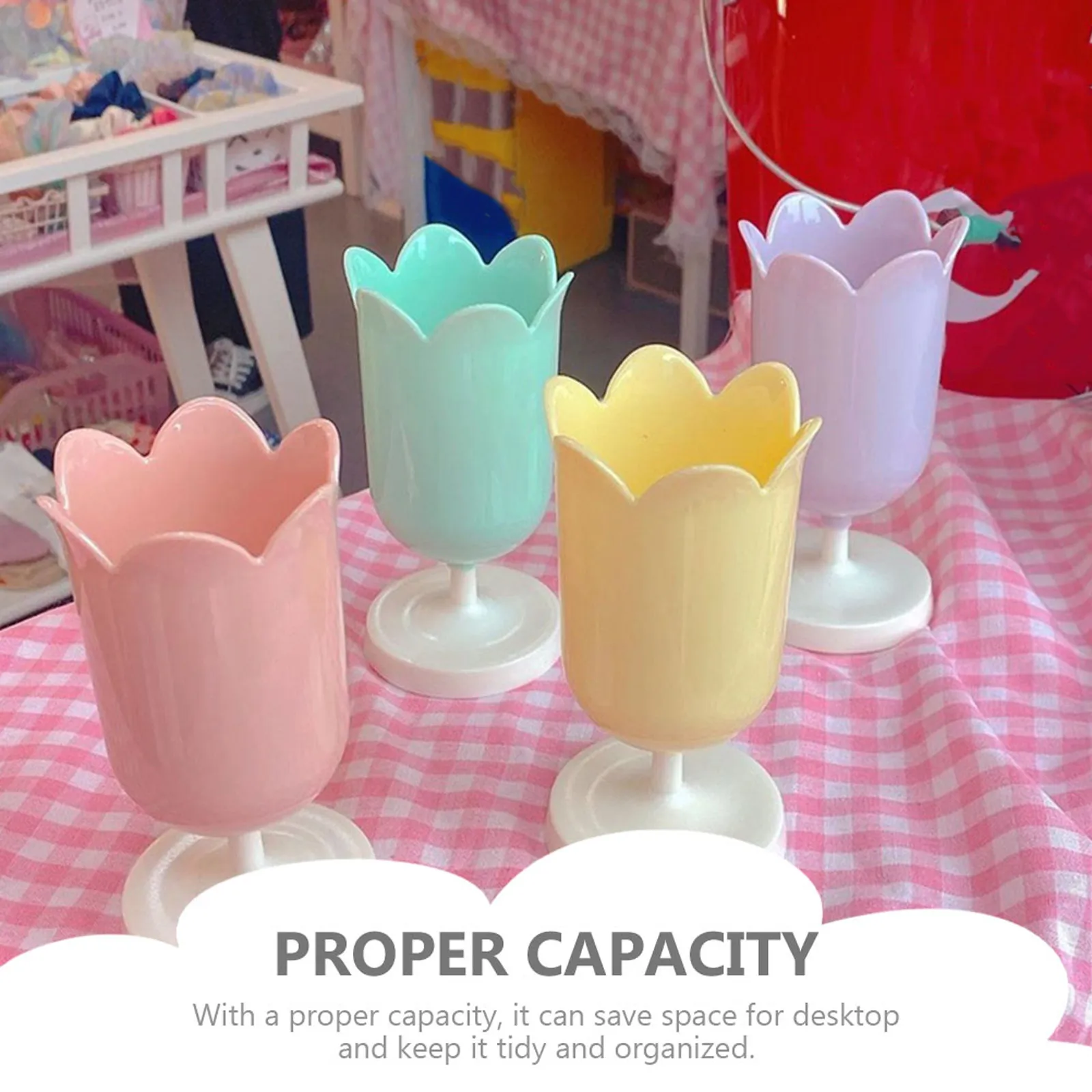 3Pcs Smooth Sturdy Flower Adornment Brush Pot Desktop Pen Holder Container Stationery Organizer Creative Flower Photo